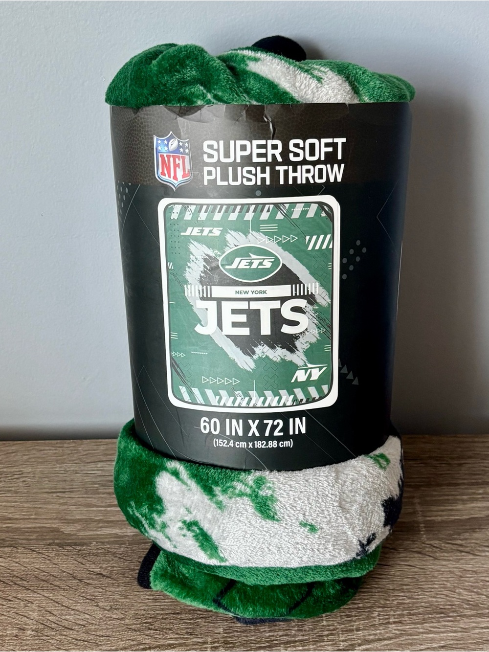 New Nork NJ Jets NFL Football Logo Fleece Blanket NEW 60x72 green white black